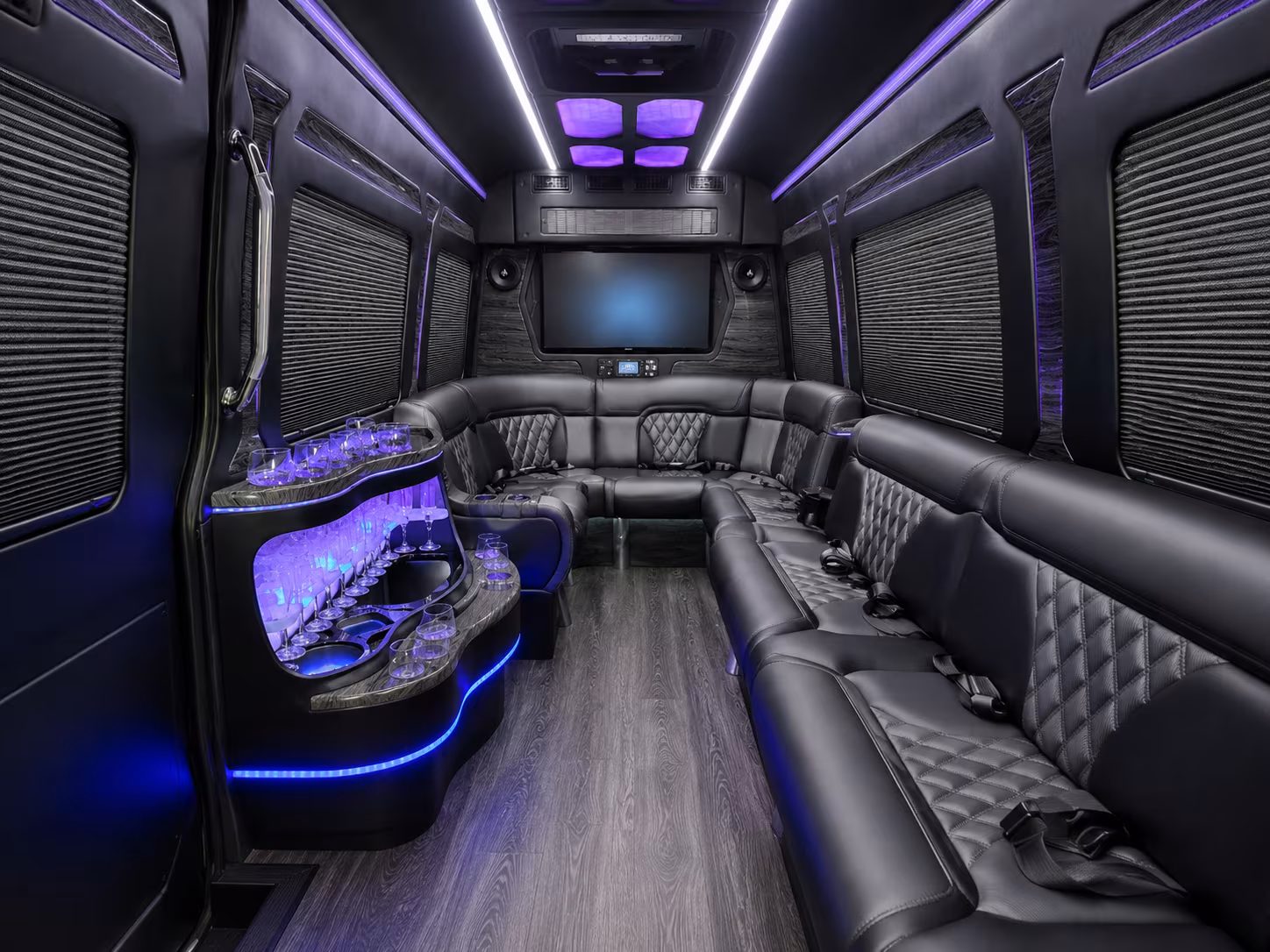 buena park 40 passenger party bus inside